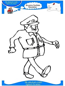 Çocuklar İçin Polis Boyama Sayfaları 